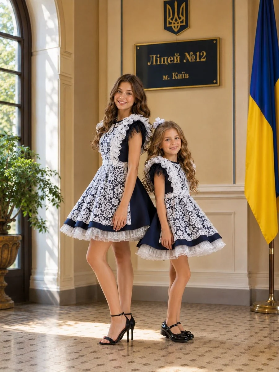 Айворі дитячі святкові сукні з метеликами на моделях