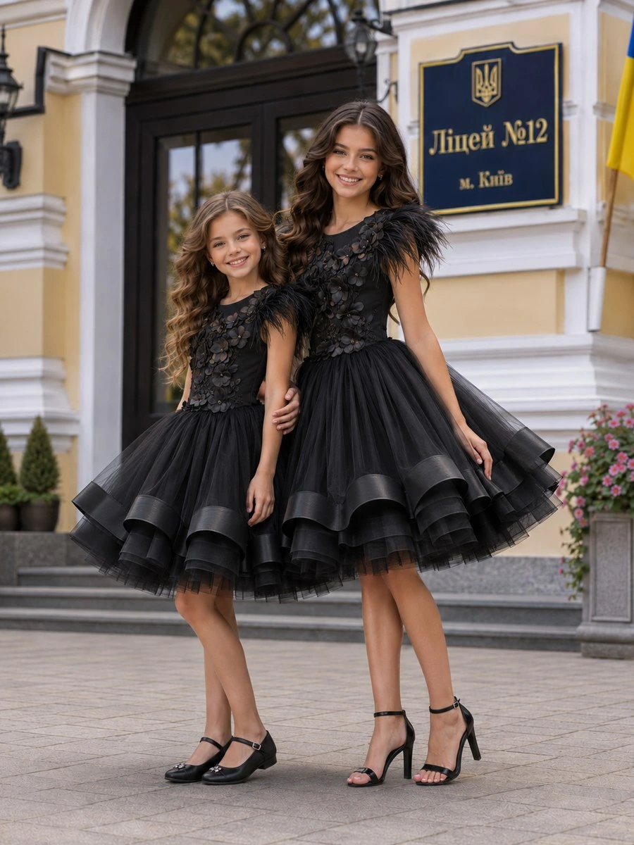 Сині premium family look сукні Yurchenko Designer